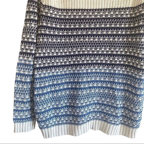 BDG Knitted Ribbed Blue and Cream Stripes Sweater - Picture 6 of 6